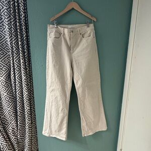 LOFT Cream Flare Wide Leg Denim